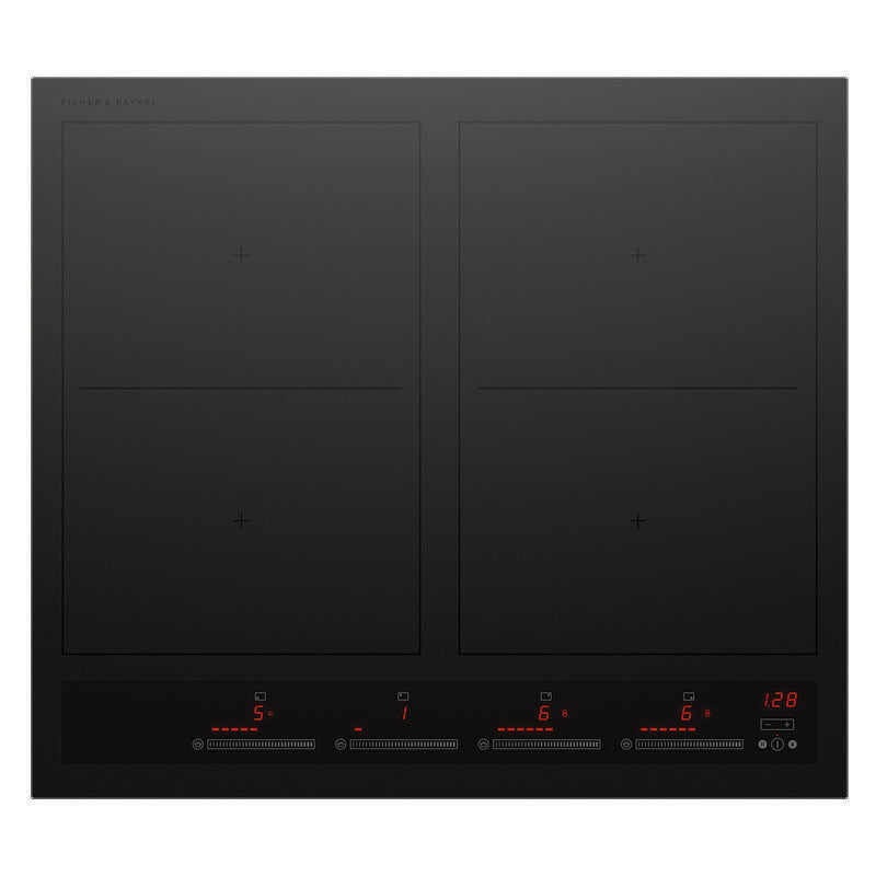 Fisher & Paykel 60cm 4 Zone Induction Cooktop: 2 Smart Zones - Black (Series 7)