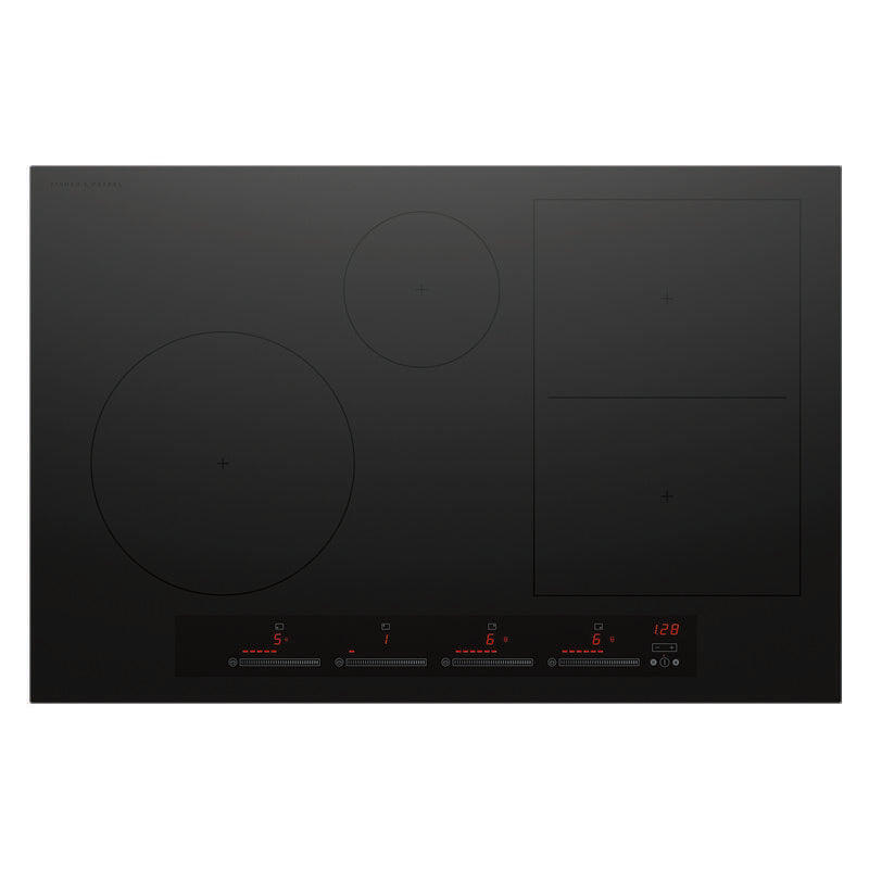 Fisher & Paykel 80cm 4 Zone Induction Cooktop: Smart Zone - Black (Series 7)