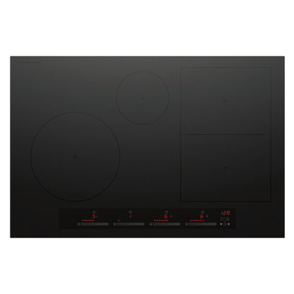 Fisher & Paykel 80cm 4 Zone Induction Cooktop: Smart Zone - Black (Series 7)