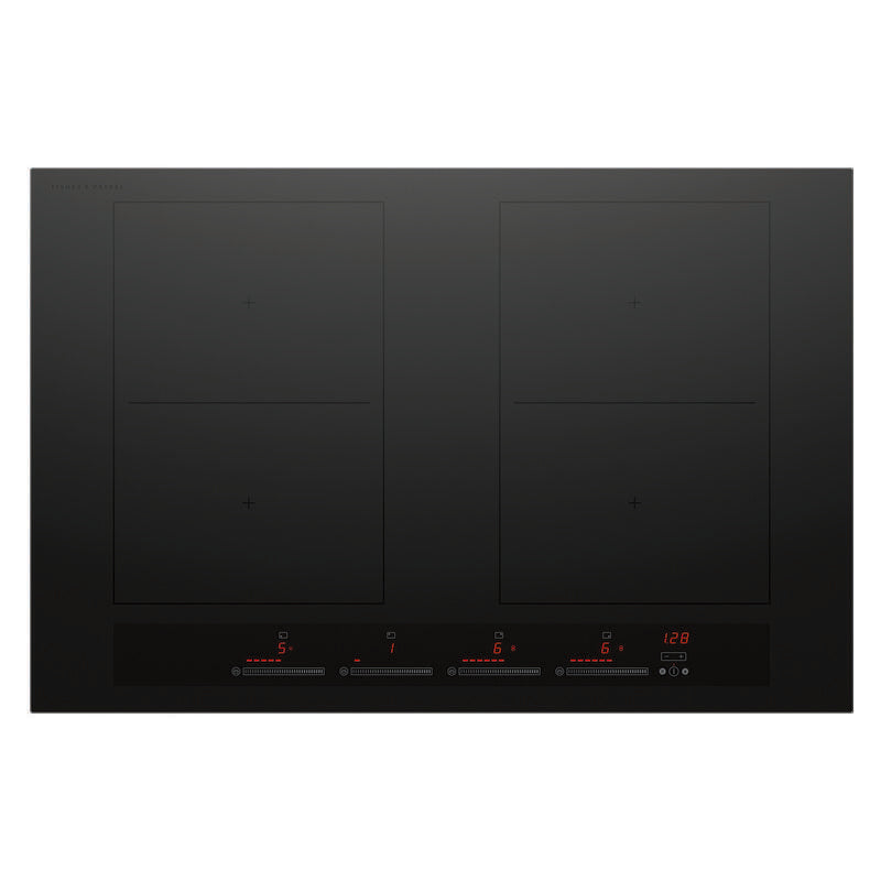 Fisher & Paykel 80cm 4 Zone Induction Cooktop with 2 SmartZones - Black Glass (Series 7)