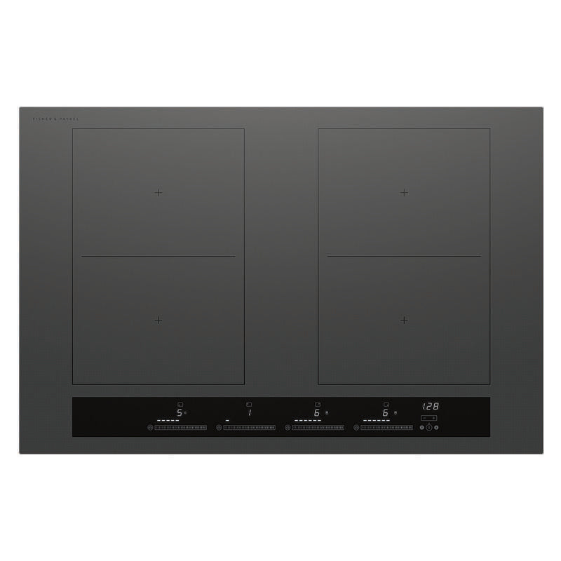 Fisher & Paykel 80cm 4 Zone Induction Cooktop: 2 Smart Zones - Grey (Series 7)