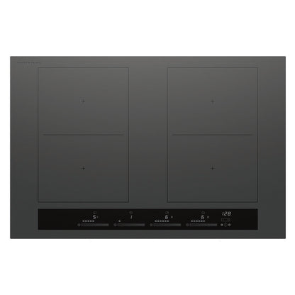 Fisher & Paykel 80cm 4 Zone Induction Cooktop: 2 Smart Zones - Grey (Series 7)