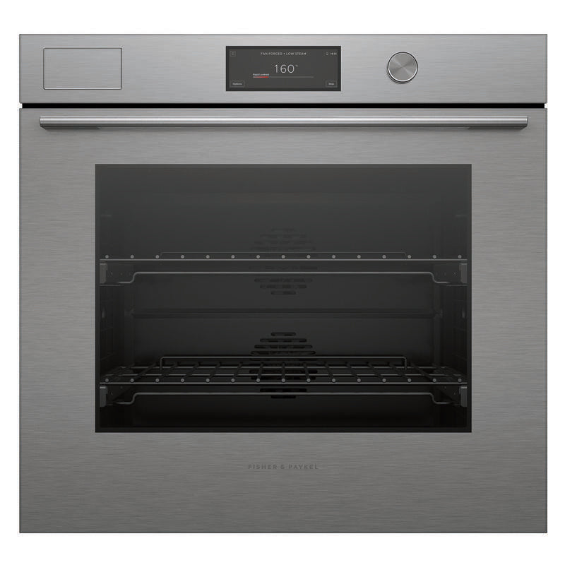 Fisher & Paykel 76cm Contemporary Pyrolytic Steam Assist Oven - Brushed Silver Glass (Series 11)