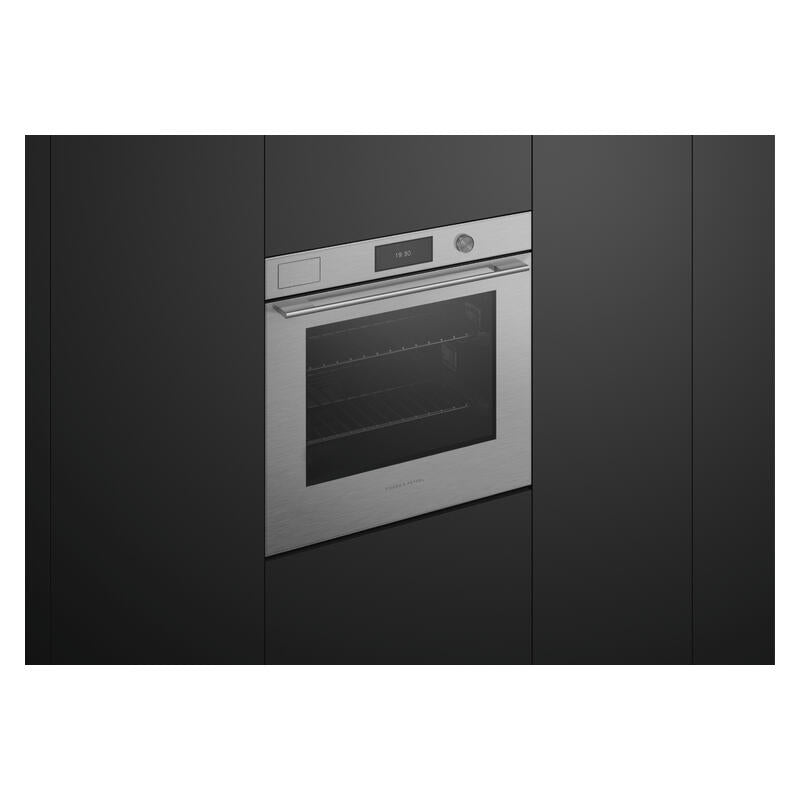 Fisher & Paykel 76cm Contemporary Pyrolytic Steam Assist Oven - Brushed Silver Glass (Series 11)