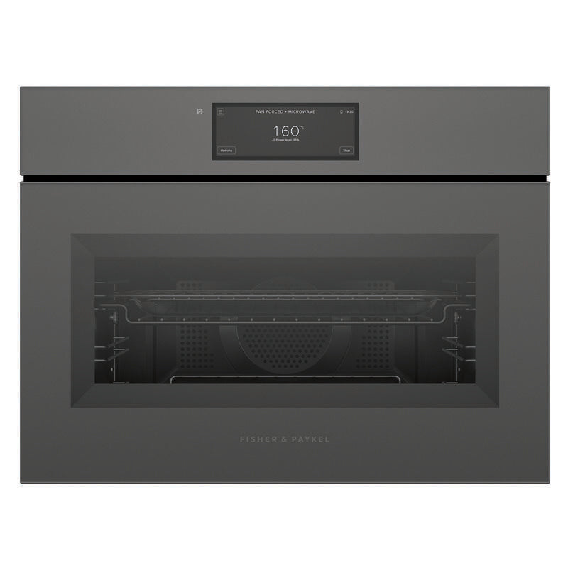 Fisher & Paykel 60cm Minimal Handleless Compact Combi-Microwave Oven - Grey Glass (Series 11)