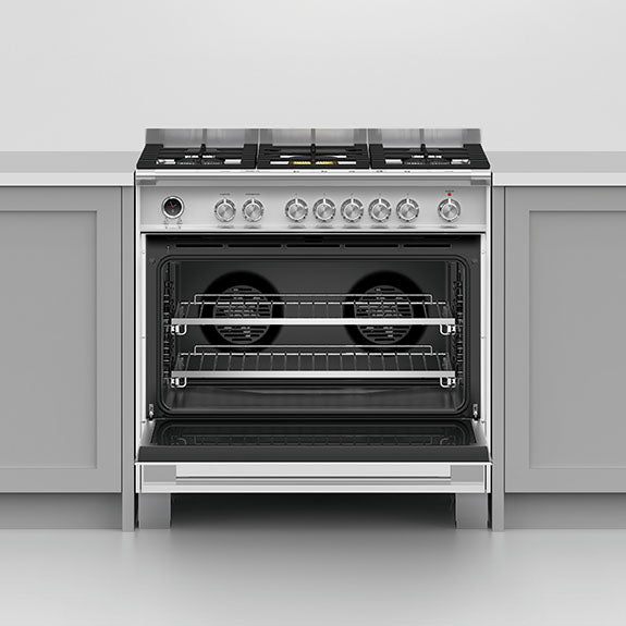 Fisher & Paykel 90cm Series 9 Classic 5 Burner Dual Fuel Pyrolytic Cooker