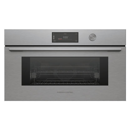 Fisher & Paykel 76cm Contemporary Compact Combi-Steam Oven - Brushed Silver Glass (Series 9)