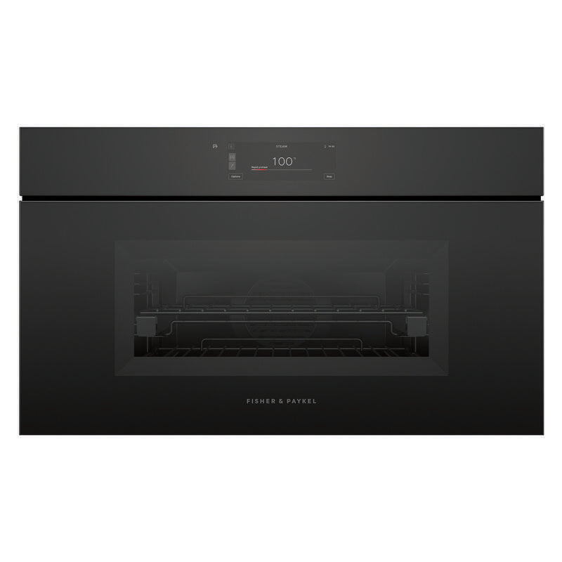 Fisher & Paykel 76cm Minimal Handleless Compact Combi-Steam Oven - Black Glass (Series 9)