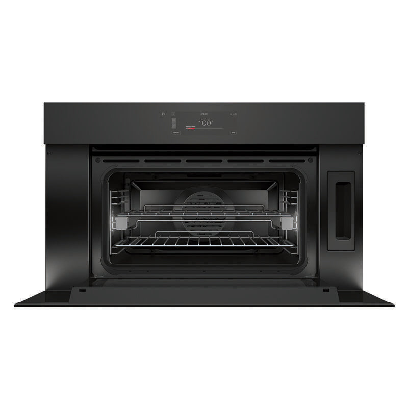 Fisher & Paykel 76cm Minimal Handleless Compact Combi-Steam Oven - Black Glass (Series 9)