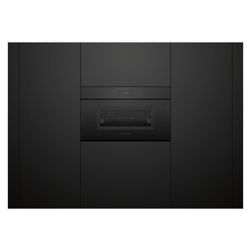 Fisher & Paykel 76cm Minimal Handleless Compact Combi-Steam Oven - Black Glass (Series 9)