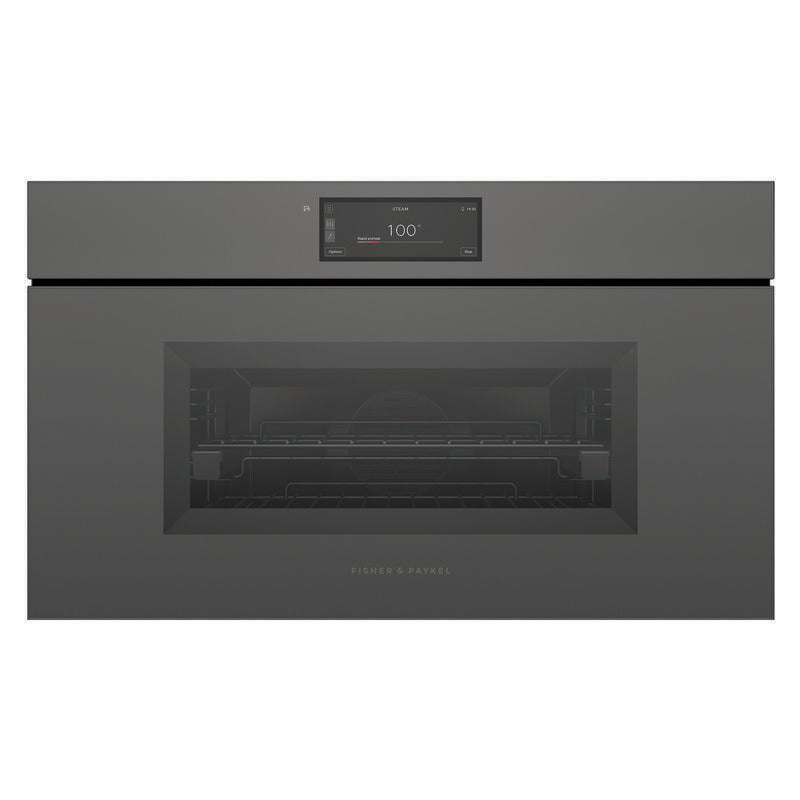 Fisher & Paykel 76cm Minimal Handleless Compact Combi-Steam Oven - Grey Glass (Series 9)