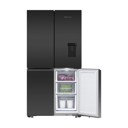 Fisher & Paykel 538L Quad Door Fridge Freezer with Ice & Water Dispenser - Black (Series 7)