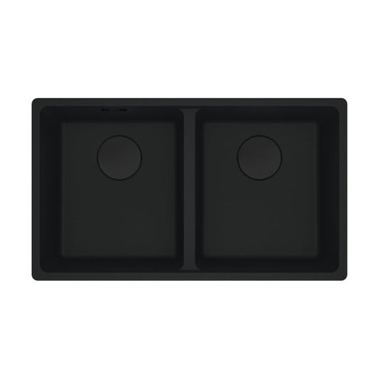 Franke 350mm Double Bowl Undermound Sink with Drainer - Matte Black