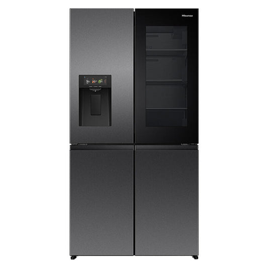 Hisense 615L Quad Door Fridge Freezer with Ice & Water Dispenser - Dark Stainless Steel (PureView)