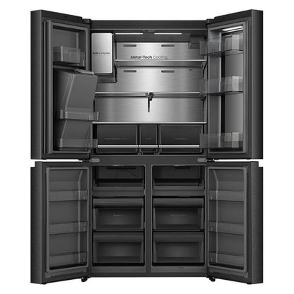 Hisense 615L Quad Door Fridge Freezer with Ice & Water Dispenser - Dark Stainless Steel (PureView)