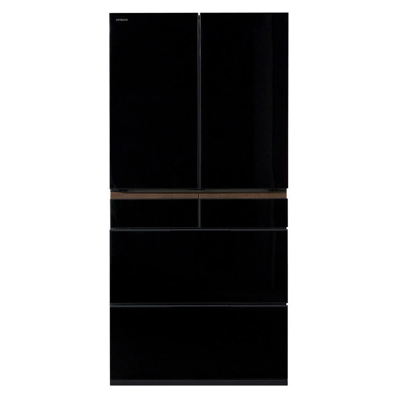 Hitachi 670L Multi-Drawer Fridge Freezer Crystal Black Glass