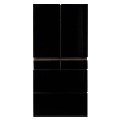 Hitachi 670L Multi-Drawer Fridge Freezer Crystal Black Glass