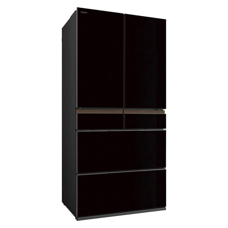 Hitachi 670L Multi-Drawer Fridge Freezer Crystal Black Glass