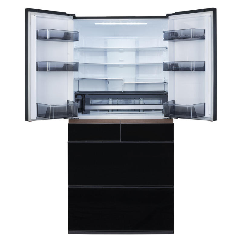 Hitachi 670L Multi-Drawer Fridge Freezer Crystal Black Glass