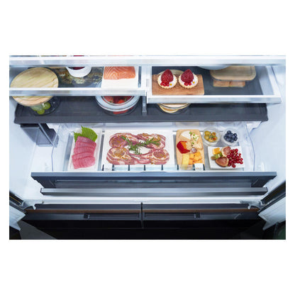 Hitachi 670L Multi-Drawer Fridge Freezer Crystal Black Glass