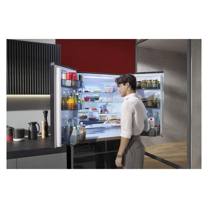 Hitachi 670L Multi-Drawer Fridge Freezer Crystal Black Glass