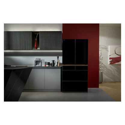 Hitachi 670L Multi-Drawer Fridge Freezer Crystal Black Glass