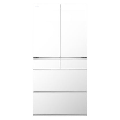 Hitachi 670L Multi-Drawer Fridge Freezer Crystal White Glass