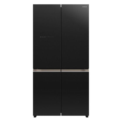 Hitachi 569L Quad Door Fridge Freezer - Matte Black Glass