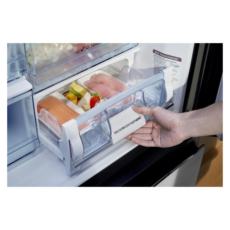 Hitachi 569L Quad Door Fridge Freezer - Matte White Glass