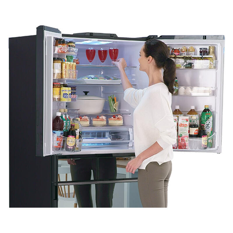 Hitachi 735L Multi-Drawer Fridge Freezer  Mirror Grey Glass