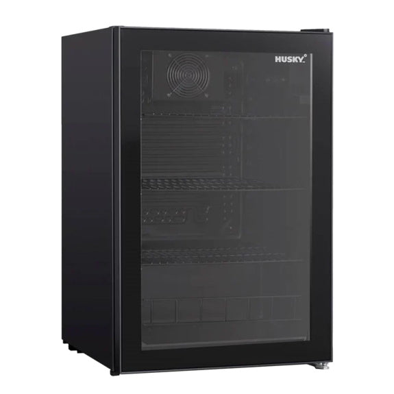 Husky 130 Litre Glass Door Undercounter Bar Fridge - Black