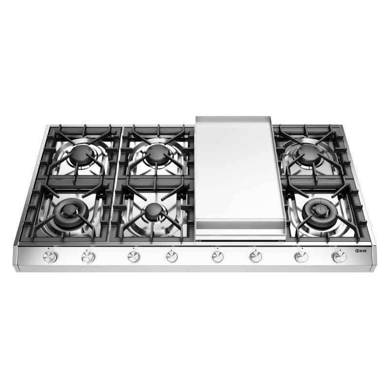 ILVE Professional 8 Burner Cooktop With Teppanyaki