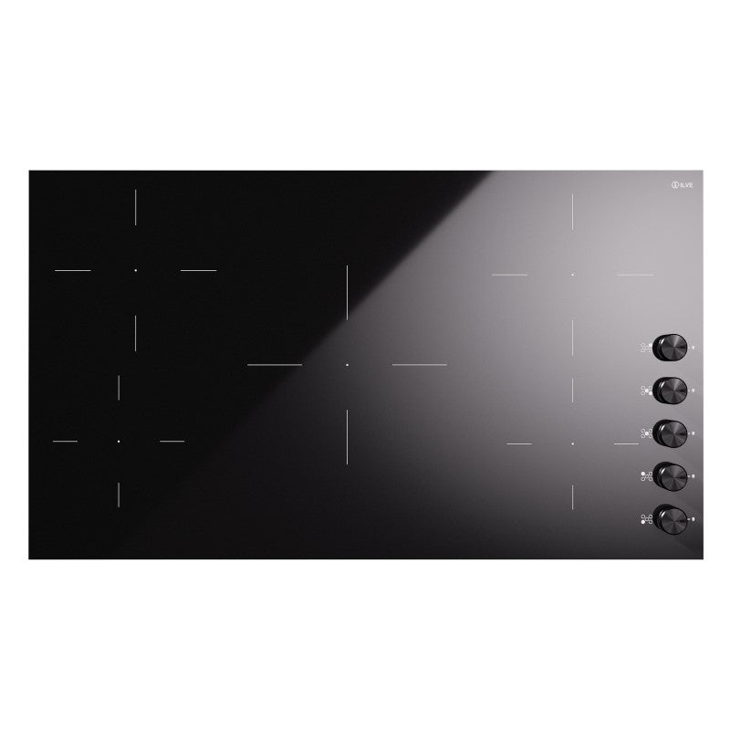 ILVE Professional 5 Zone Induction Cooktop -Blk Glass & Blk Knobs