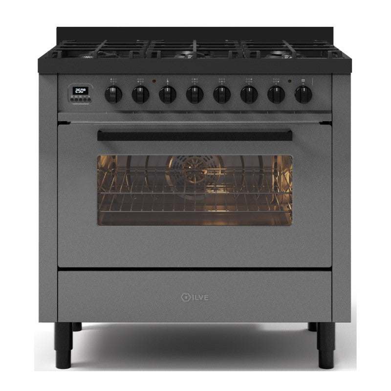 ILVE 6 Burner Proline Upright Grigio Lusso 90CM