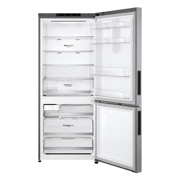 LG 420L Bottom Mount Fridge Freezer - Stainless Steel