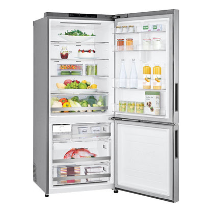 LG 420L Bottom Mount Fridge Freezer - Stainless Steel