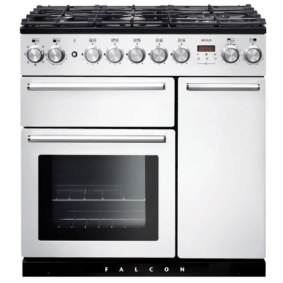 Falcon 90cm Nexus Dual Fuel Cooker - White/Chrome