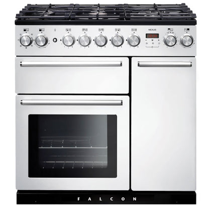 Falcon 90cm Nexus Dual Fuel Cooker - White/Chrome