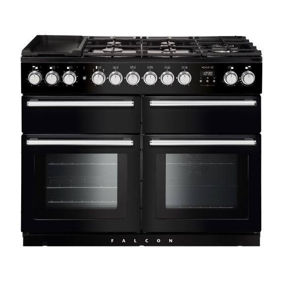 Falcon 110cm Nexus SE 5 Burner Dual Fuel Cooker - Black/Chrome
