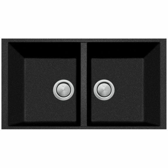 Oliveri Santorini Double Bowl Undermount Sink - Black