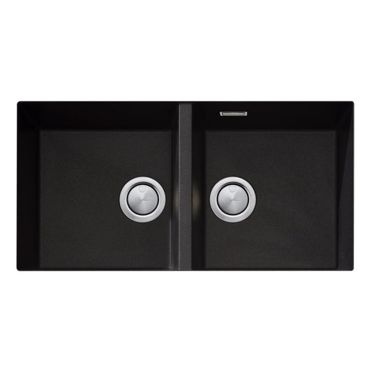 Oliveri Double Bowl Undermount Sink - Black
