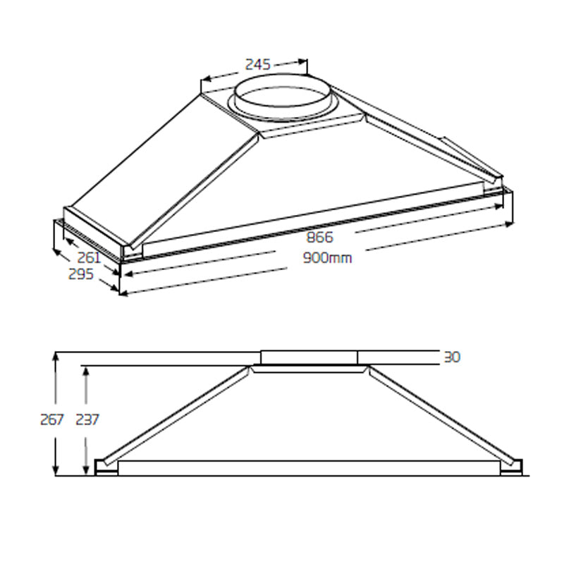Schweigen 90cm Silent Undermount Rangehood for Moderate Cooking - Stainless Steel