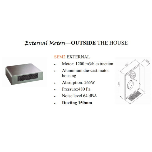 Sirius 58cm Valentina Downdraft Rangehood with SEM2 Motor - Stainless Steel