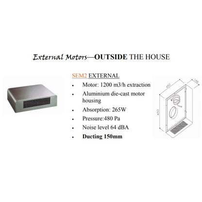 Sirius 58cm Valentina Downdraft Rangehood with SEM2 Motor - Stainless Steel