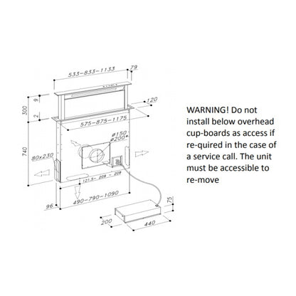 Sirius 88cm Valentina Downdraft Rangehood with SEM8 Motor - Stainless Steel