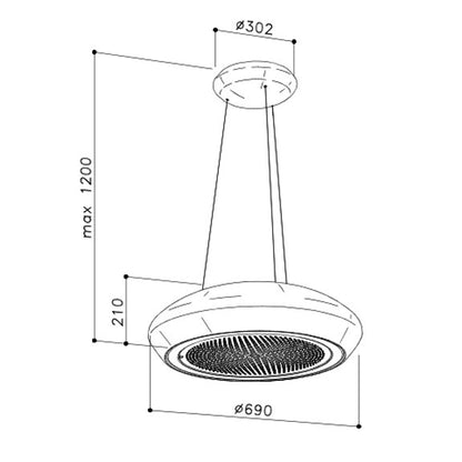 Sirius Ceiling Mount Pendant Rangehood - Silver
