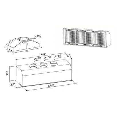 Sirius 150cm Valentina Alfresco Undermount Rangehood - Stainless Steel
