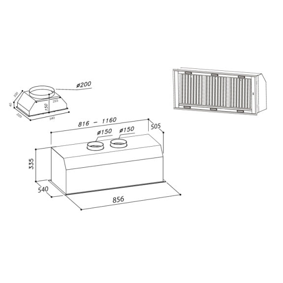 Sirius 85cm Valentina Alfresco Undermount Rangehood - Stainless Steel