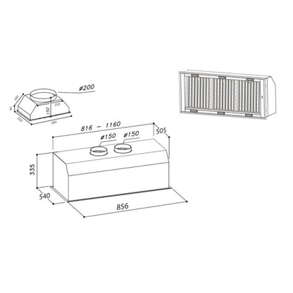 Sirius 85cm Valentina Alfresco Undermount Rangehood - Stainless Steel