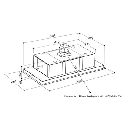 Sirius 90cm Valentina Ceiling Cassette Rangehood with SEM5 Motor - White